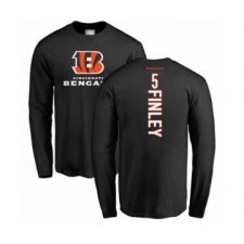 Football Cincinnati Bengals #5 Ryan Finley Black Backer Long Sleeve T-Shirt