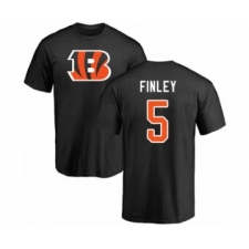 Football Cincinnati Bengals #5 Ryan Finley Black Name & Number Logo T-Shirt