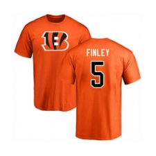 Football Cincinnati Bengals #5 Ryan Finley Orange Name & Number Logo T-Shirt