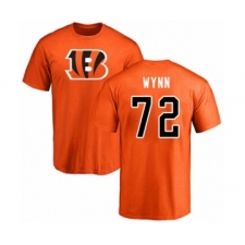 Football Cincinnati Bengals #72 Kerry Wynn Orange Name & Number Logo T-Shirt