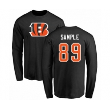 Football Cincinnati Bengals #89 Drew Sample Black Name & Number Logo Long Sleeve T-Shirt