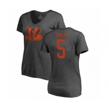 Football Women's Cincinnati Bengals #5 Ryan Finley Ash One Color T-Shirt