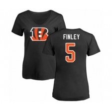 Football Women's Cincinnati Bengals #5 Ryan Finley Black Name & Number Logo T-Shirt