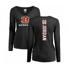 Football Women's Cincinnati Bengals #60 Michael Jordan Black Backer Long Sleeve T-Shirt