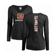 Football Women's Cincinnati Bengals #67 John Miller Black Backer Long Sleeve T-Shirt
