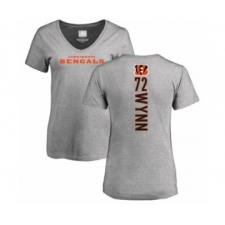 Football Women's Cincinnati Bengals #72 Kerry Wynn Ash Backer V-Neck T-Shirt
