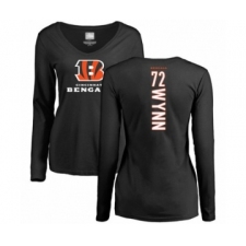 Football Women's Cincinnati Bengals #72 Kerry Wynn Black Backer Long Sleeve T-Shirt