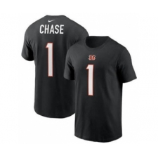 Men's Cincinnati Bengals #1 Ja'Marr Chase 2021 Black Football Draft First Round Pick Player Name & Number T-Shirt