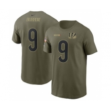 Men's Cincinnati Bengals Joe Burrow Football Camo 2021 Salute To Service Name & Number T-Shirt