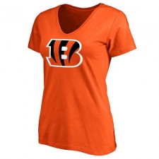 NFL Women's Cincinnati Bengals Orange Primary Team Logo Slim Fit T-Shirt