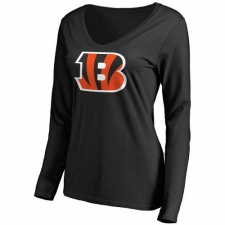 NFL Women's Cincinnati Bengals Pro Line Black Primary Team Logo Slim Fit Long Sleeve T-Shirt
