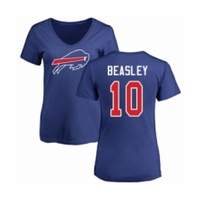 Football Women's Buffalo Bills #10 Cole Beasley Royal Blue Name & Number Logo T-Shirt