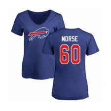 Football Women's Buffalo Bills #60 Mitch Morse Royal Blue Name & Number Logo T-Shirt