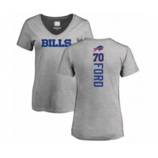 Football Women's Buffalo Bills #70 Cody Ford Ash Backer V-Neck T-Shirt