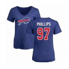 Football Women's Buffalo Bills #97 Jordan Phillips Royal Blue Name & Number Logo T-Shirt