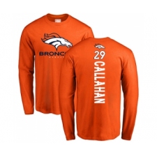 Football Denver Broncos #29 Bryce Callahan Orange Backer Long Sleeve T-Shirt