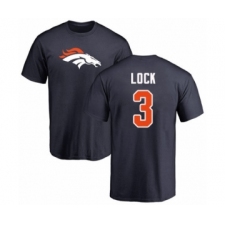 Football Denver Broncos #3 Drew Lock Navy Blue Name & Number Logo T-Shirt