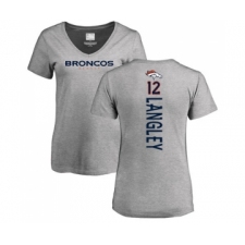 Football Women's Denver Broncos #12 Brendan Langley Ash Backer V-Neck T-Shirt