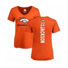 Football Women's Denver Broncos #22 Kareem Jackson Orange Backer T-Shirt