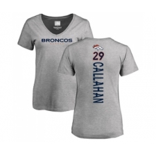 Football Women's Denver Broncos #29 Bryce Callahan Ash Backer V-Neck T-Shirt