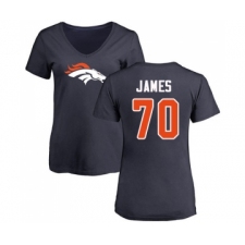 Football Women's Denver Broncos #70 Ja'Wuan James Navy Blue Name & Number Logo T-Shirt
