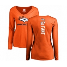 Football Women's Denver Broncos #87 Noah Fant Orange Backer Long Sleeve T-Shirt