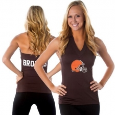 All Sport Couture Cleveland Browns Women's Blown Cover Halter Top - Brown