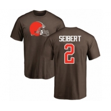 Football Cleveland Browns #2 Austin Seibert Brown Name & Number Logo T-Shirt