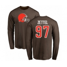Football Cleveland Browns #97 Anthony Zettel Brown Name & Number Logo Long Sleeve T-Shirt