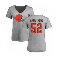 Football Women's Cleveland Browns #52 Ray-Ray Armstrong Ash Name & Number Logo T-Shir