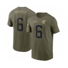 Men's Cleveland Browns #6 Baker Mayfield Football Camo 2021 Salute To Service Name & Number T-Shirt