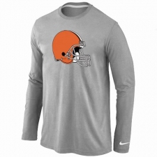 Nike Cleveland Browns Team Logo Long Sleeve NFL T-Shirt - Grey