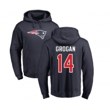 Football New England Patriots #14 Steve Grogan Navy Blue Name & Number Logo Pullover Hoodie