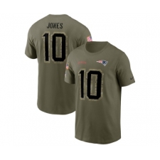 Men's New England Patriots #10 Mac Jones 2022 Olive Salute to Service T-Shirt