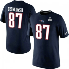 Nike New England Patriots #87 Rob Gronkowski New Name & Number Super Bowl XLIX NFL T-Shirt - Navy Blue