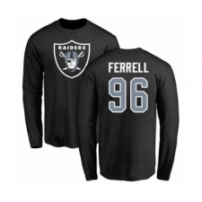 Football Oakland Raiders #96 Clelin Ferrell Black Name & Number Logo Long Sleeve T-Shirt