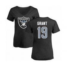 Football Women's Oakland Raiders #19 Ryan Grant Black Name & Number Logo T-Shirt