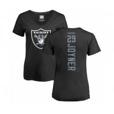 Football Women's Oakland Raiders #29 Lamarcus Joyner Black Backer T-Shirt