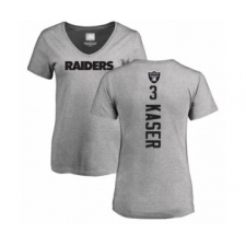 Football Women's Oakland Raiders #3 Drew Kaser Ash Backer T-Shirt