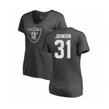 Football Women's Oakland Raiders #31 Isaiah Johnson Ash One Color T-Shirt