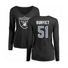 Football Women's Oakland Raiders #51 Vontaze Burfict Black Name & Number Logo Long Sleeve T-Shirt