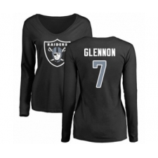 Football Women's Oakland Raiders #7 Mike Glennon Black Name & Number Logo Long Sleeve T-Shirt