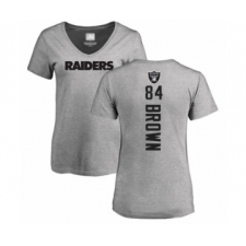 Football Women's Oakland Raiders #84 Antonio Brown Ash Backer T-Shirt