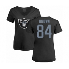 Football Women's Oakland Raiders #84 Antonio Brown Black Name & Number Logo T-Shirt