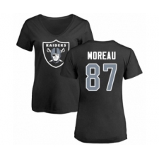 Football Women's Oakland Raiders #87 Foster Moreau Black Name & Number Logo T-Shirt