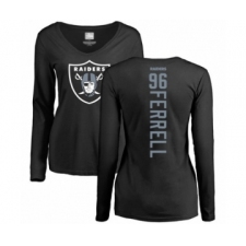 Football Women's Oakland Raiders #96 Clelin Ferrell Black Backer Long Sleeve T-Shirt