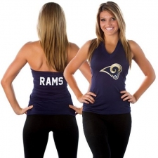 All Sport Couture Los Angeles Rams Women's Blown Cover Halter Top - Navy Blue