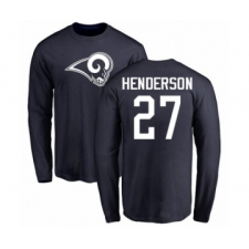 Football Los Angeles Rams #27 Darrell Henderson Navy Blue Name & Number Logo Long Sleeve T-Shirt