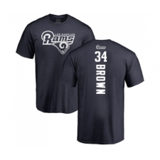 Football Los Angeles Rams #34 Malcolm Brown Navy Blue Backer T-Shirt