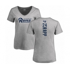 Football Women's Los Angeles Rams #24 Taylor Rapp Ash Backer V-Neck T-Shirt